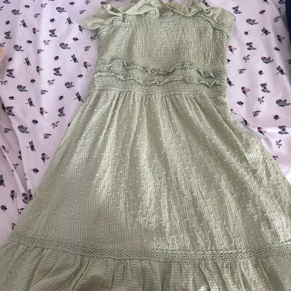 Jessica Simpson Green Smocked Tiered Sundress